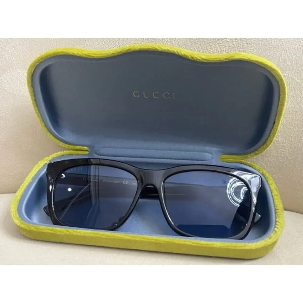 GUCCI GG 0449S 003 HAVANA AUTHENTIC SUNGLASS Blue Lense Tortoise 56MM NEW $500+